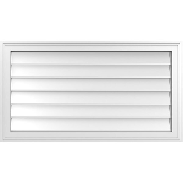 Ekena Millwork Vertical Surface Mount PVC Gable Vnt: Non-Functional, w/2"W x 1-1/2"H, Brickmould Frame, 36"W x 20"H - GVPVE36X2002SN
