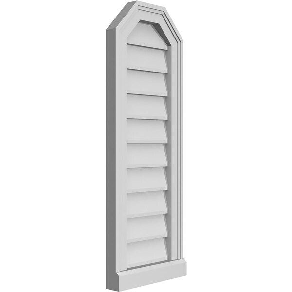Ekena Millwork Octagonal Top Surface Mount PVC Gable Vent w/ 2"W x 2"P Brickmould Sill Frame, 12"W x 32"H - GVPOT12X3203SN