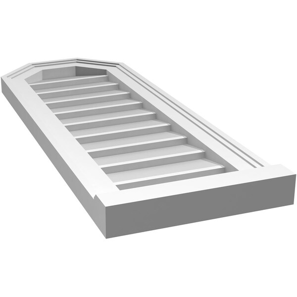 Ekena Millwork Octagonal Top Surface Mount PVC Gable Vent w/ 2"W x 2"P Brickmould Sill Frame, 12"W x 32"H - GVPOT12X3203SN