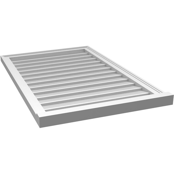Ekena Millwork Vertical Surface Mount PVC Gable Vent w/ 2"W x 2"H , Brickmould Sill Frame, 26"W x 40"H - GVPVE26X4003SN