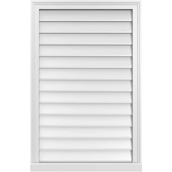 Ekena Millwork Vertical Surface Mount PVC Gable Vent w/ 2"W x 2"H , Brickmould Sill Frame, 26"W x 40"H - GVPVE26X4003SN