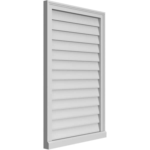 Ekena Millwork Vertical Surface Mount PVC Gable Vent w/ 2"W x 2"H , Brickmould Sill Frame, 26"W x 40"H - GVPVE26X4003SN
