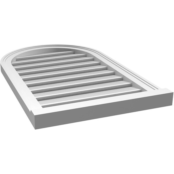 Ekena Millwork Round Top Surface Mount PVC Gable Vent: Functional, w/ 2"W x 2"P Brickmould Sill Frame, 20"W x 32"H - GVPRT20X3203SF