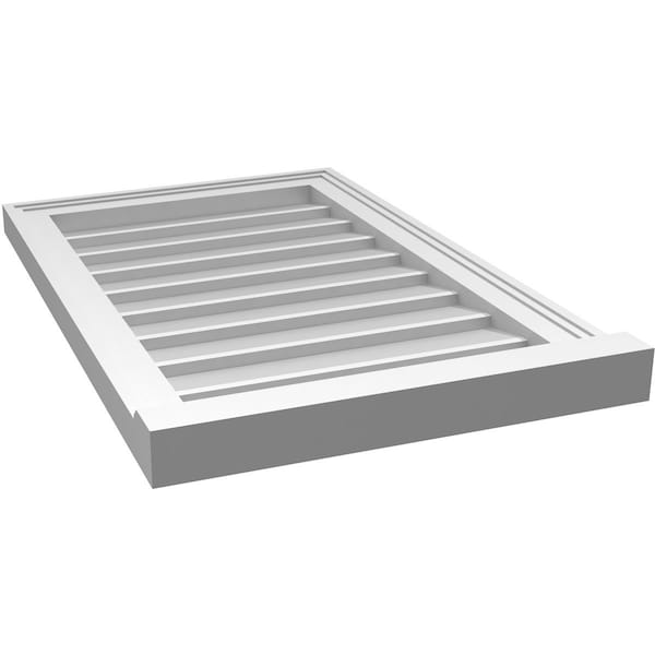 Ekena Millwork Vertical Surface Mount PVC Gable Vent w/ 2"W x 2"H , Brickmould Sill Frame, 18"W x 28"H - GVPVE18X2803SN