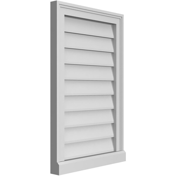 Ekena Millwork Vertical Surface Mount PVC Gable Vent w/ 2"W x 2"H , Brickmould Sill Frame, 18"W x 28"H - GVPVE18X2803SN