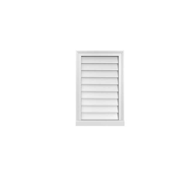 Ekena Millwork Vertical Surface Mount PVC Gable Vent w/ 2"W x 2"H , Brickmould Sill Frame, 18"W x 28"H - GVPVE18X2803SN