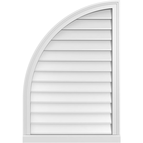 Ekena Millwork Quarter Round Top Left Surface Mount PVC Gable Vent w/ 2"W x 2"P Brickmould Sill Frame, 26"W x 38"H - GVPQL26X3803SN