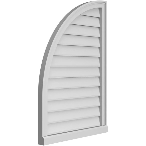 Ekena Millwork Quarter Round Top Left Surface Mount PVC Gable Vent w/ 2"W x 2"P Brickmould Sill Frame, 26"W x 38"H - GVPQL26X3803SN