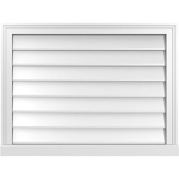 Ekena Millwork Vertical Surface Mount PVC Gable Vent w/ 2"W x 2"H , Brickmould Sill Frame, 32"W x 24"H - GVPVE32X2403SN