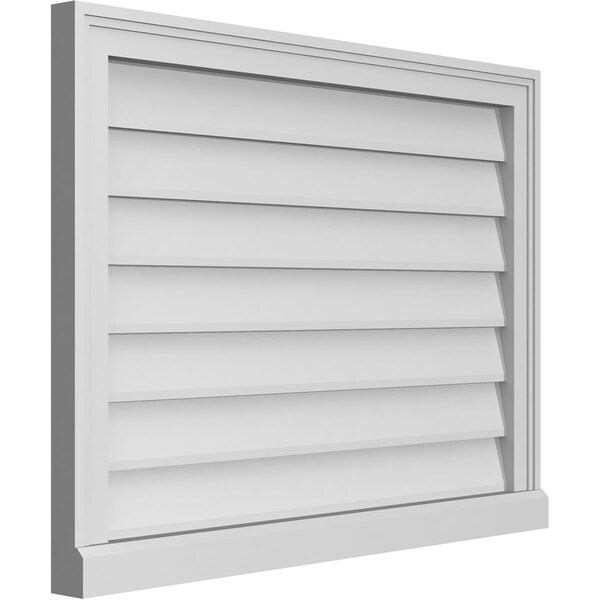 Ekena Millwork Vertical Surface Mount PVC Gable Vent w/ 2"W x 2"H , Brickmould Sill Frame, 32"W x 24"H - GVPVE32X2403SN