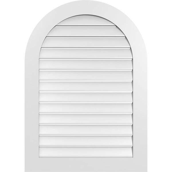 Ekena Millwork Round Top Surface Mount PVC Gable Vent: Functional, w/ 3-1/2"W x 1"P Standard Frame, 30"W x 42"H - GVPRT30X4201SF