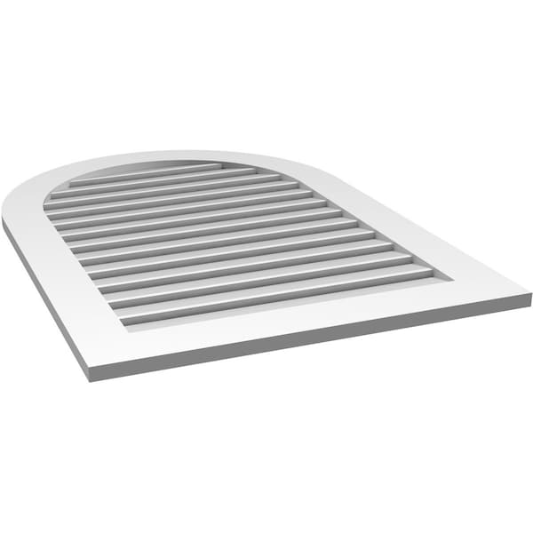 Ekena Millwork Round Top Surface Mount PVC Gable Vent: Functional, w/ 3-1/2"W x 1"P Standard Frame, 30"W x 42"H - GVPRT30X4201SF