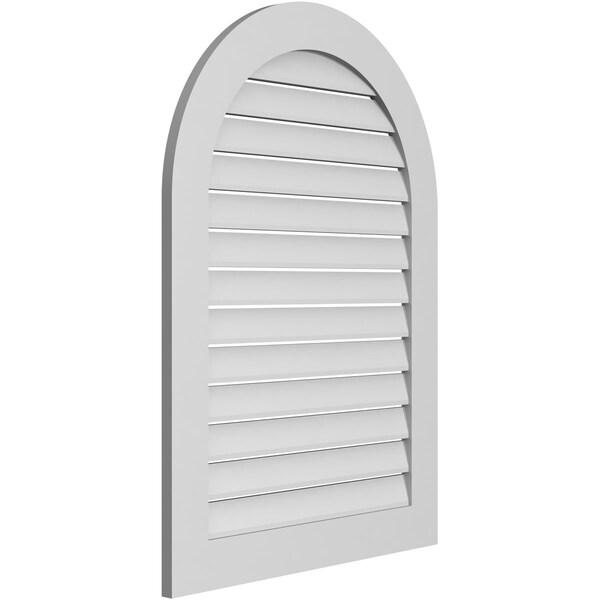Ekena Millwork Round Top Surface Mount PVC Gable Vent: Functional, w/ 3-1/2"W x 1"P Standard Frame, 30"W x 42"H - GVPRT30X4201SF