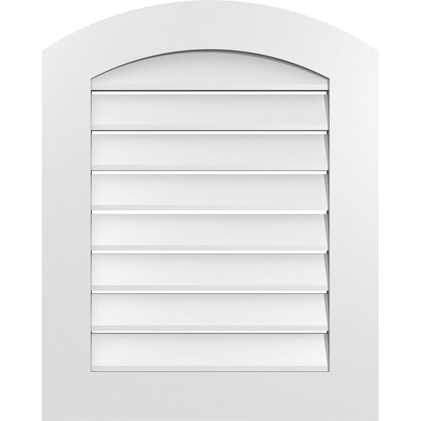 Ekena Millwork Arch Top Surface Mount PVC Gable Vent: Non-Functional, w/ 3-1/2"W x 1"P Standard Frame, 24"W x 28"H - GVPAR24X2801SN