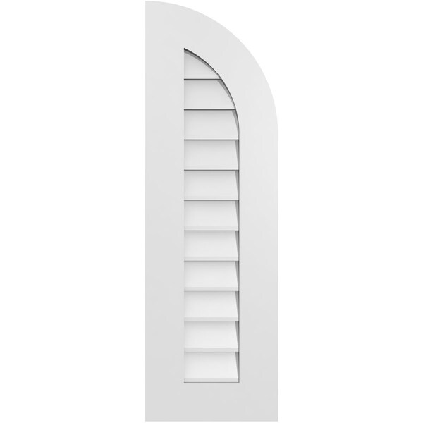 Ekena Millwork Quarter Round Top Right Surface Mount PVC Gable Vent w/ 3-1/2"W x 1"P Standard Frame, 12"W x 38"H - GVPQR12X3801SN