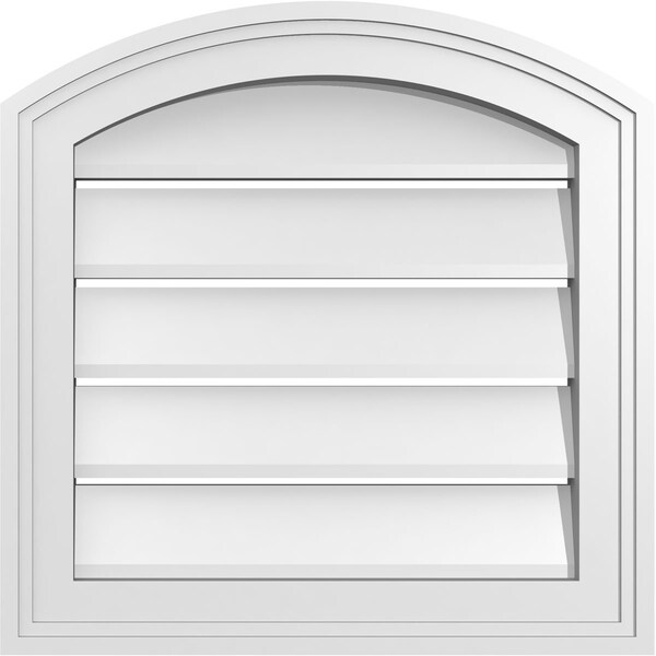 Ekena Millwork Arch Top Surface Mount PVC Gable Vent: Non-Functional, w/2"W x 1-1/2"P Brickmould Frame, 16"W x 42"H - GVPAR16X4202SN