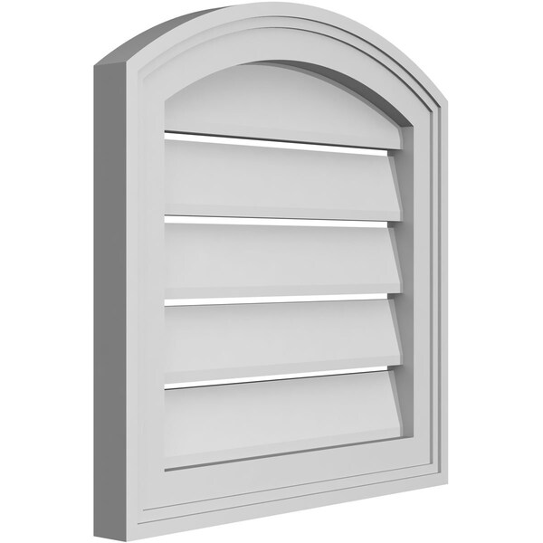 Ekena Millwork Arch Top Surface Mount PVC Gable Vent: Non-Functional, w/2"W x 1-1/2"P Brickmould Frame, 16"W x 42"H - GVPAR16X4202SN