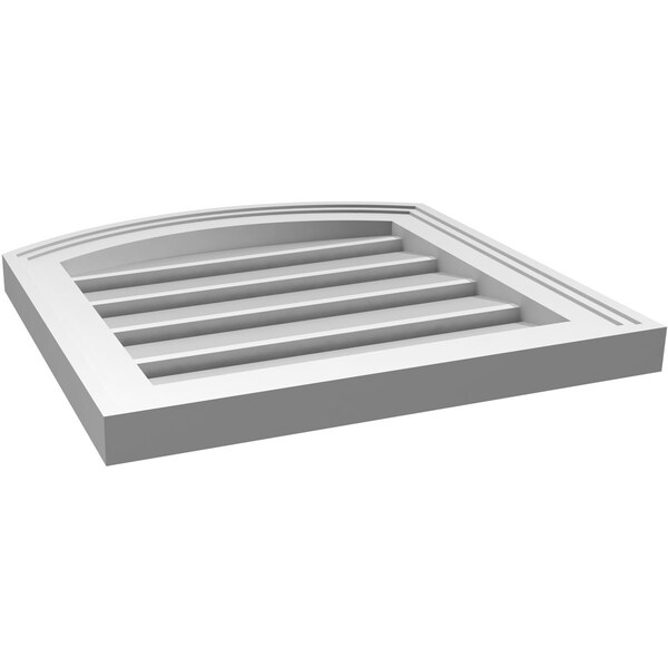 Ekena Millwork Arch Top Surface Mount PVC Gable Vent: Non-Functional, w/2"W x 1-1/2"P Brickmould Frame, 16"W x 42"H - GVPAR16X4202SN