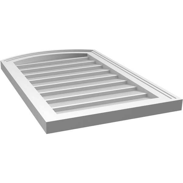 Ekena Millwork Arch Top Surface Mount PVC Gable Vent: Functional, w/ 2"W x 1-1/2"P Brickmould Frame, 18"W x 28"H - GVPAR18X2802SF
