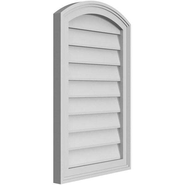 Ekena Millwork Arch Top Surface Mount PVC Gable Vent: Functional, w/ 2"W x 1-1/2"P Brickmould Frame, 18"W x 28"H - GVPAR18X2802SF