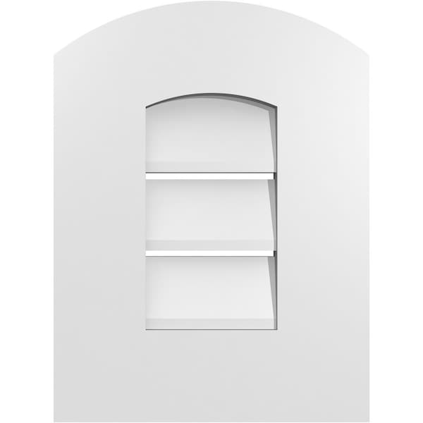 Ekena Millwork Arch Top Surface Mount PVC Gable Vent: Non-Functional, w/ 3-1/2"W x 1"P Standard Frame, 12"W x 14"H - GVPAR12X1401SN