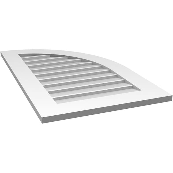 Ekena Millwork Quarter Round Top Right Surface Mount PVC Gable Vent w/ 3-1/2"W x 1"P Standard Frame, 22"W x 36"H - GVPQR22X3601SN