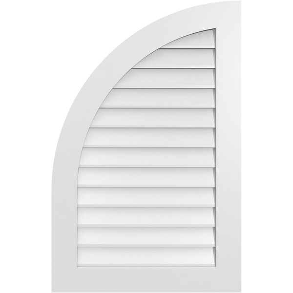 Ekena Millwork Quarter Round Top Left Surface Mount PVC Gable Vent w/ 3-1/2"W x 1"P Standard Frame, 26"W x 40"H - GVPQL26X4001SN
