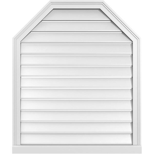 Ekena Millwork Octagonal Top Surface Mount PVC Gable Vent w/ 2"W x 2"P Brickmould Sill Frame, 32"W x 38"H - GVPOT32X3803SF