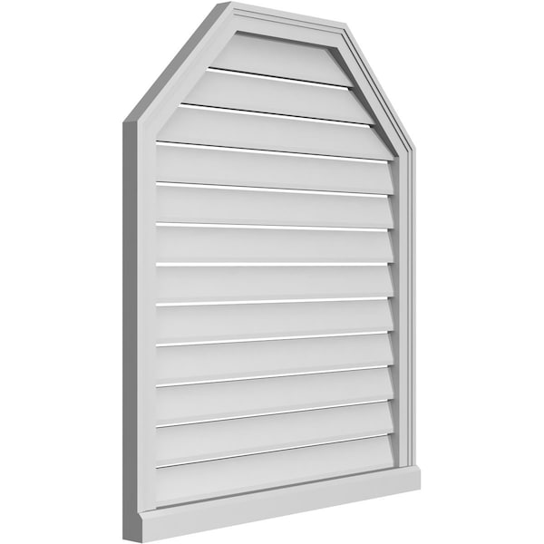 Ekena Millwork Octagonal Top Surface Mount PVC Gable Vent w/ 2"W x 2"P Brickmould Sill Frame, 32"W x 38"H - GVPOT32X3803SF