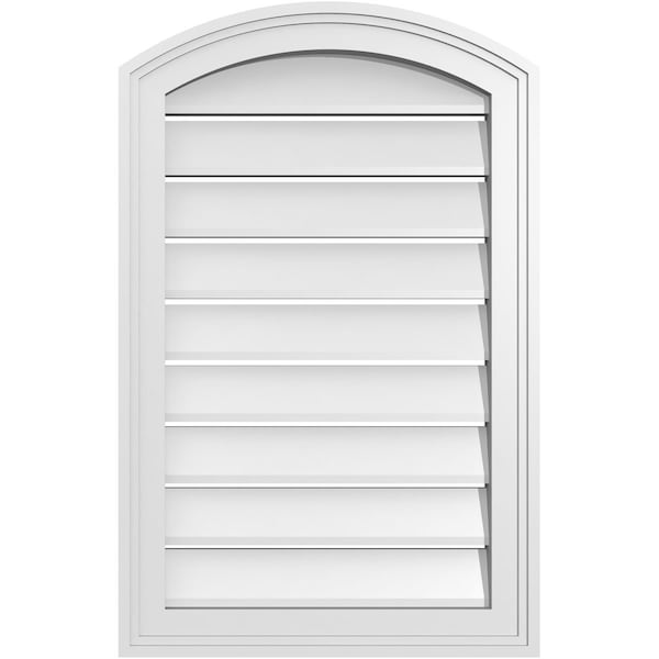 Ekena Millwork Arch Top Surface Mount PVC Gable Vent: Non-Functional, w/2"W x 1-1/2"P Brickmould Frame, 18"W x 26"H - GVPAR18X2602SN