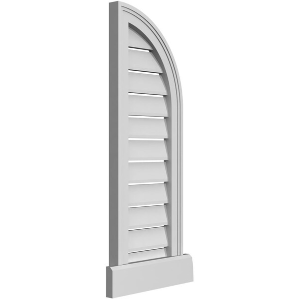 Ekena Millwork Quarter Round Top Right Surface Mount PVC Gable Vent w/ 2"W x 2"P Brickmould Sill Frame, 12"W x 34"H - GVPQR12X3403SF