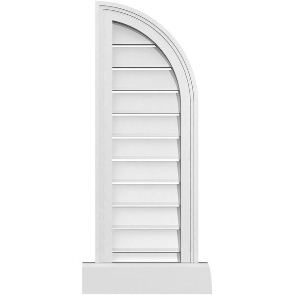 Ekena Millwork Quarter Round Top Right Surface Mount PVC Gable Vent w/ 2"W x 2"P Brickmould Sill Frame, 12"W x 34"H - GVPQR12X3403SF