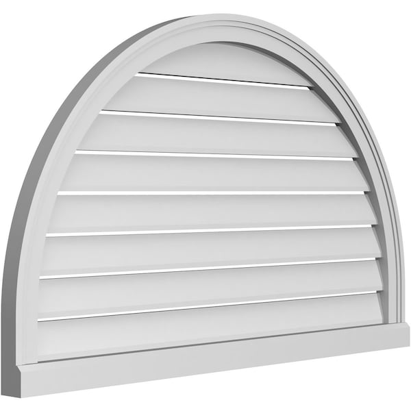 Ekena Millwork Round Top Surface Mount PVC Gable Vent: Functional, w/ 2"W x 2"P Brickmould Sill Frame, 42"W x 26"H - GVPRT42X2603SF