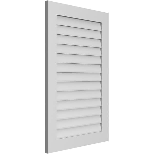 Ekena Millwork Vertical Surface Mount PVC Gable Vent: Non-Functional, w/ 3-1/2"W x 1"P Standard Frame, 28"W x 42"H - GVPVE28X4201SN