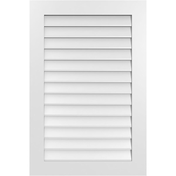 Ekena Millwork Vertical Surface Mount PVC Gable Vent: Non-Functional, w/ 3-1/2"W x 1"P Standard Frame, 28"W x 42"H - GVPVE28X4201SN