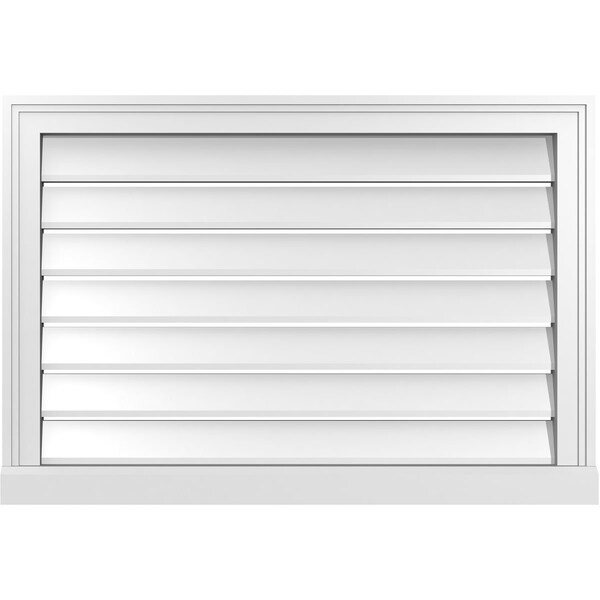 Ekena Millwork Vertical Surface Mount PVC Gable Vent: Functional, w/ 2"W x 2"P Brickmould Sill Frame, 32"W x 22"H - GVPVE32X2203SF