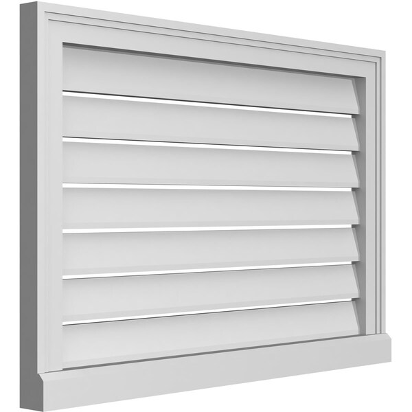 Ekena Millwork Vertical Surface Mount PVC Gable Vent: Functional, w/ 2"W x 2"P Brickmould Sill Frame, 32"W x 22"H - GVPVE32X2203SF