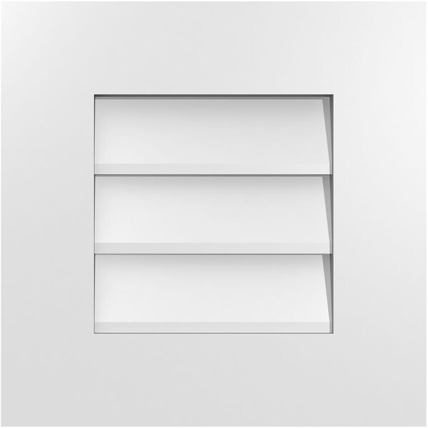 Ekena Millwork Vertical Surface Mount PVC Gable Vent: Non-Functional, w/ 3-1/2"W x 1"P Standard Frame, 16"W x 16"H - GVPVE16X1601SN