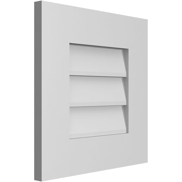 Ekena Millwork Vertical Surface Mount PVC Gable Vent: Non-Functional, w/ 3-1/2"W x 1"P Standard Frame, 16"W x 16"H - GVPVE16X1601SN