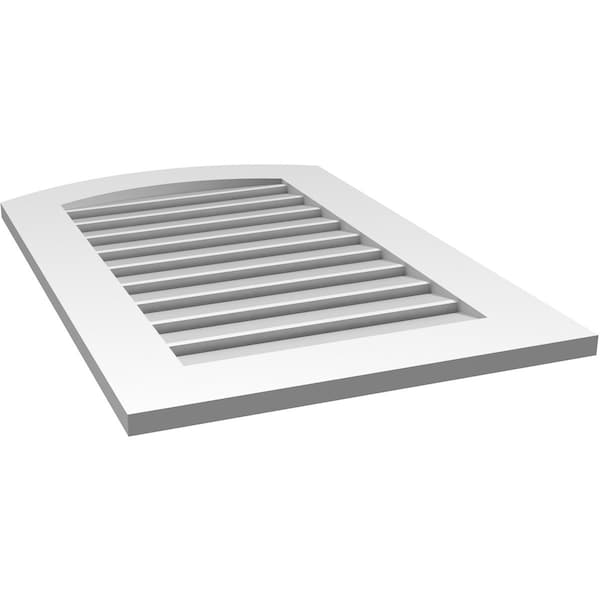 Ekena Millwork Arch Top Surface Mount PVC Gable Vent: Non-Functional, w/ 3-1/2"W x 1"P Standard Frame, 22"W x 32"H - GVPAR22X3201SN