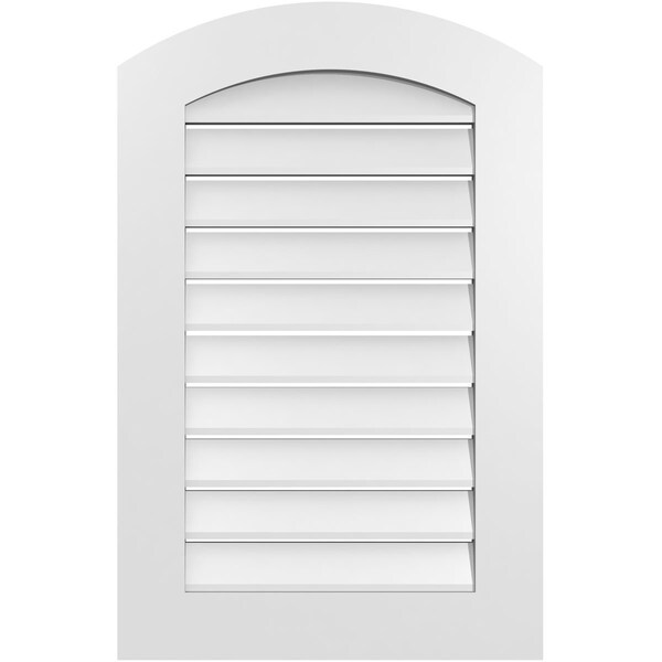 Ekena Millwork Arch Top Surface Mount PVC Gable Vent: Non-Functional, w/ 3-1/2"W x 1"P Standard Frame, 22"W x 32"H - GVPAR22X3201SN