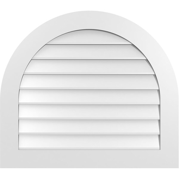 Ekena Millwork Round Top Surface Mount PVC Gable Vent: Non-Functional, w/ 3-1/2"W x 1"P Standard Frame, 34"W x 30"H - GVPRT34X3001SN