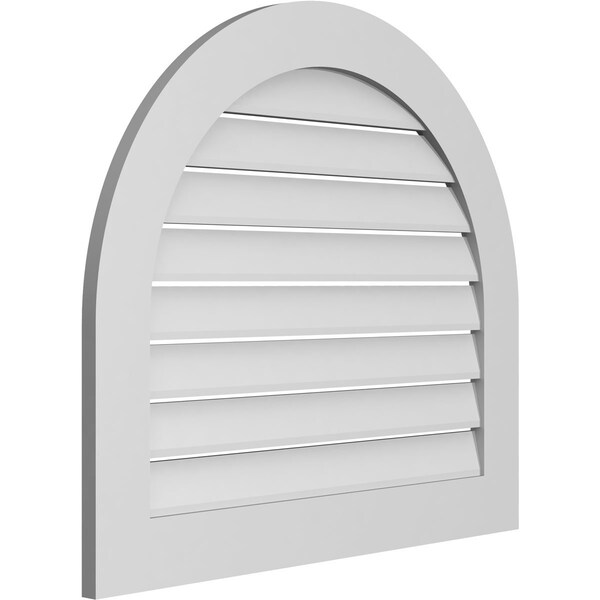 Ekena Millwork Round Top Surface Mount PVC Gable Vent: Functional, w/ 3-1/2"W x 1"P Standard Frame, 34"W x 30"H - GVPRT34X3001SF