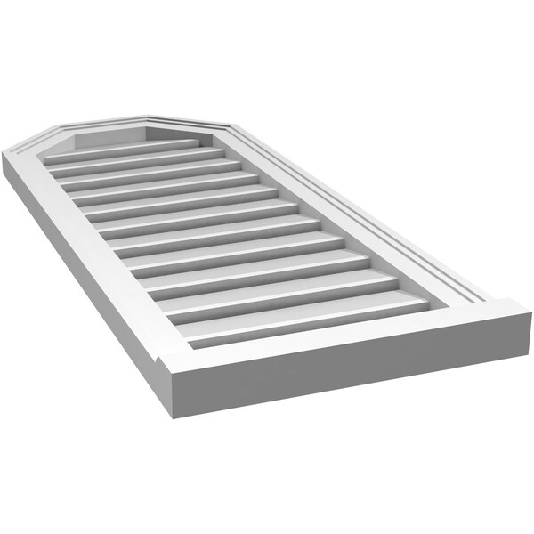 Ekena Millwork Octagonal Top Surface Mount PVC Gable Vent w/ 2"W x 2"P Brickmould Sill Frame, 16"W x 38"H - GVPOT16X3803SF