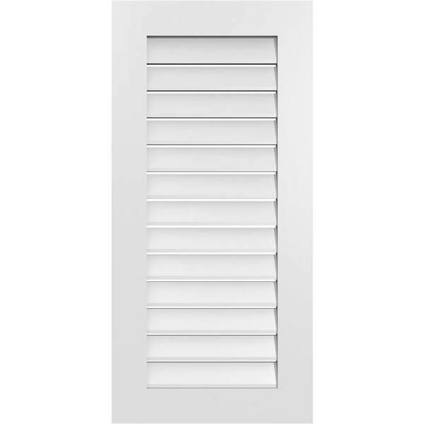 Ekena Millwork Vertical Surface Mount PVC Gable Vent: Functional, w/ 3-1/2"W x 1"P Standard Frame, 20"W x 42"H - GVPVE20X4201SF