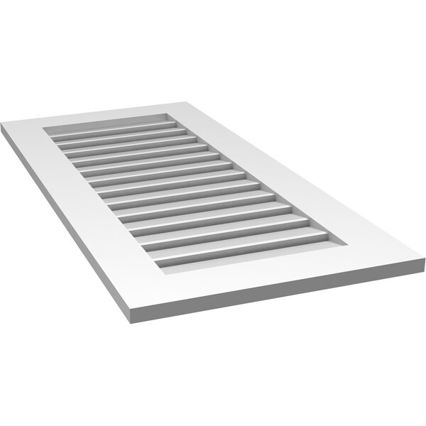 Ekena Millwork Vertical Surface Mount PVC Gable Vent: Functional, w/ 3-1/2"W x 1"P Standard Frame, 20"W x 42"H - GVPVE20X4201SF