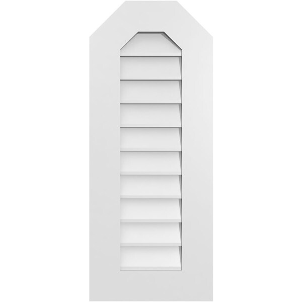 Ekena Millwork Octagonal Top Surface Mount PVC Gable Vent w/ 3-1/2"W x 1"P Standard Frame, 14"W x 34"H - GVPOT14X3401SN