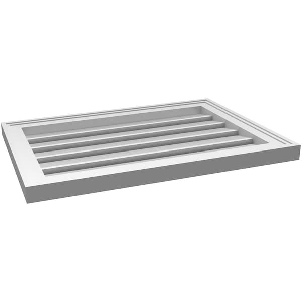 Ekena Millwork Vertical Surface Mount PVC Gable Vent: Functional, w/ 2"W x 1-1/2"P Brickmould Frame, 26"W x 18"H - GVPVE26X1802SF