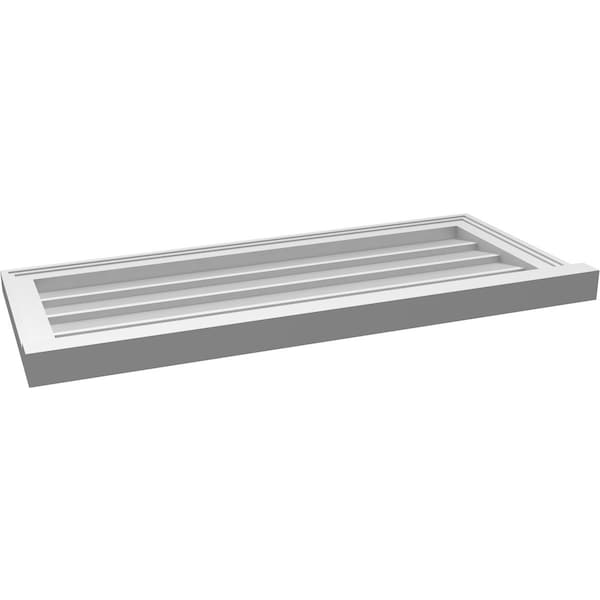 Ekena Millwork Vertical Surface Mount PVC Gable Vent w/ 2"W x 2"H , Brickmould Sill Frame, 36"W x 16"H - GVPVE36X1603SN