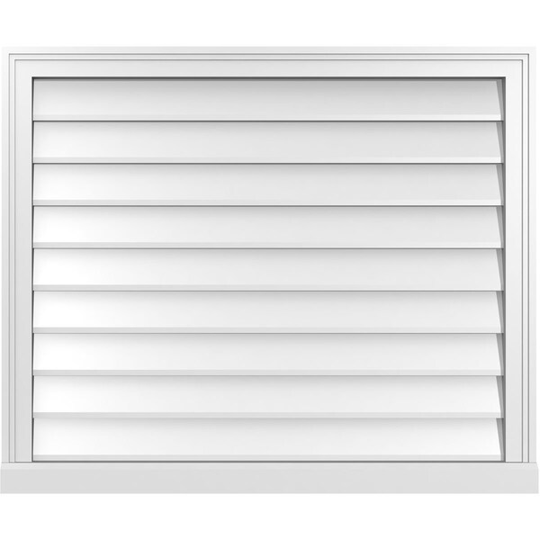 Ekena Millwork Vertical Surface Mount PVC Gable Vent w/ 2"W x 2"H , Brickmould Sill Frame, 36"W x 30"H - GVPVE36X3003SN
